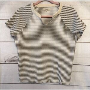 Madewell Striped Ribbed Raglan Short Sleeve T-Shirt Black White Size M CKP4851